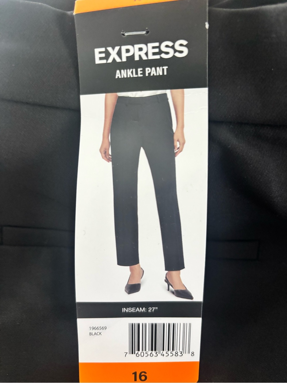 Express Black Dress Pants with Orange Size Tag inseam 27”